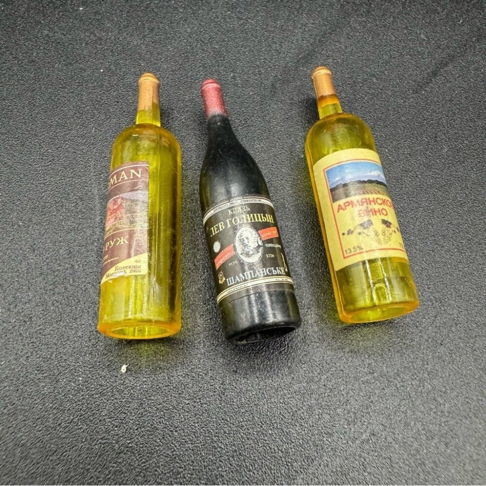 Miniature Dollhouse 3 Wine Bottle Decor